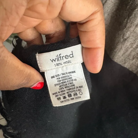 Wilfred Black and Gray Wool Shawl - Picture 3 of 5